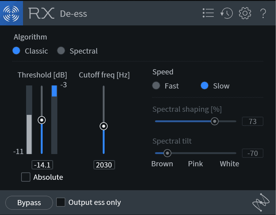 De-essing an amped guitar with the De-ess module