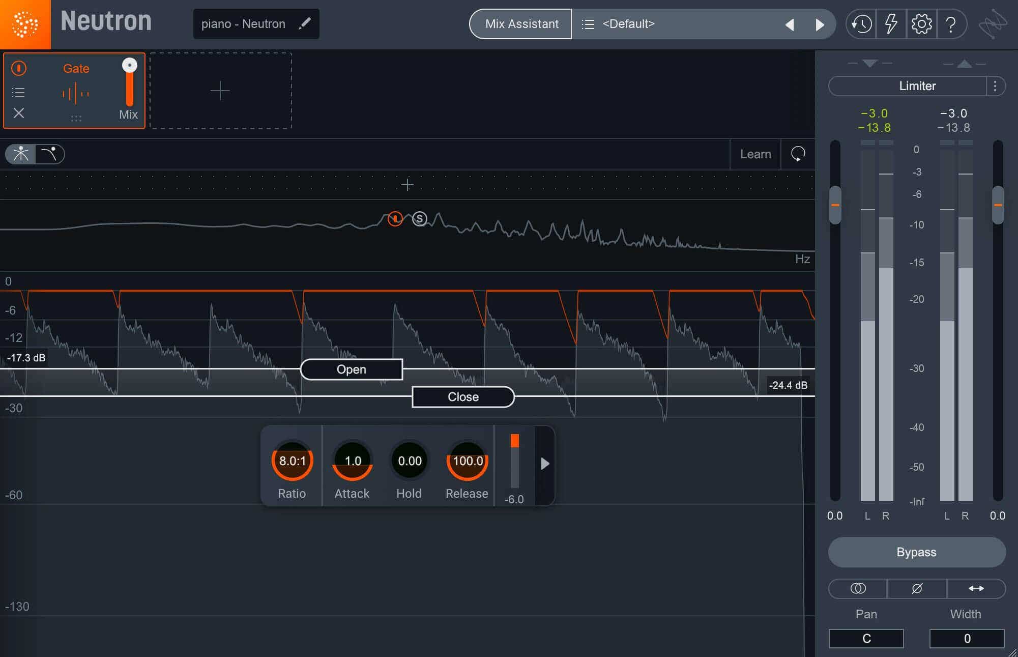 noise gate settings in neutron pro