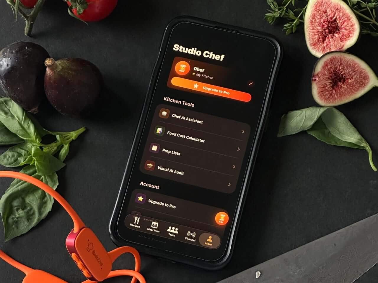 StudioChef KAI in use, showing recipe steps on a connected device