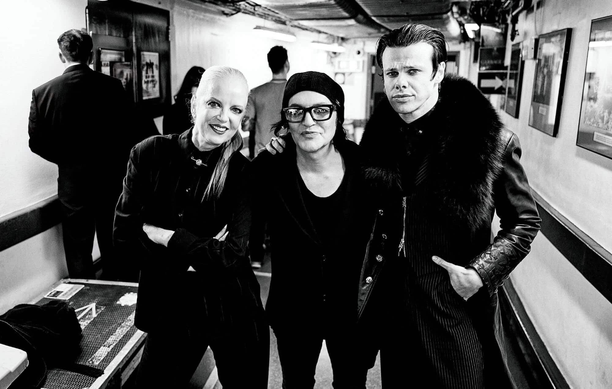 Garbage's Shirley Manson and Placebo's Brian Molko with Yungblud backstage at Royal Albert Hall for the Robert Smith curated Teenage Cancer Trust gig series. Credit: Scarlet Page