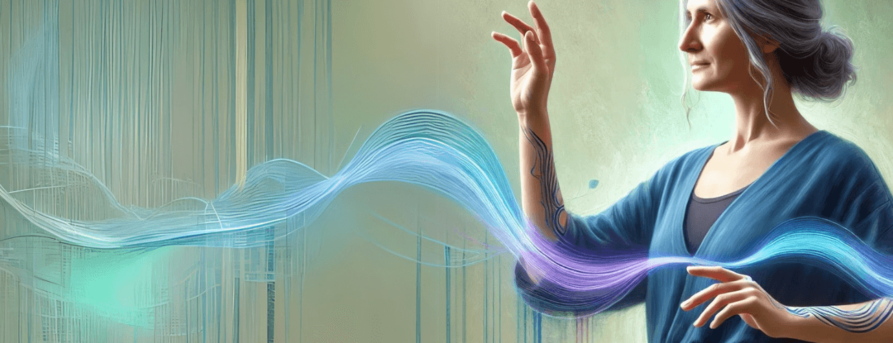 woman plays with the RH Frequencies