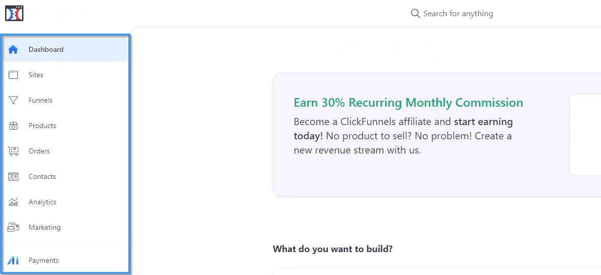 ClickFunnels 2.0 dashboard