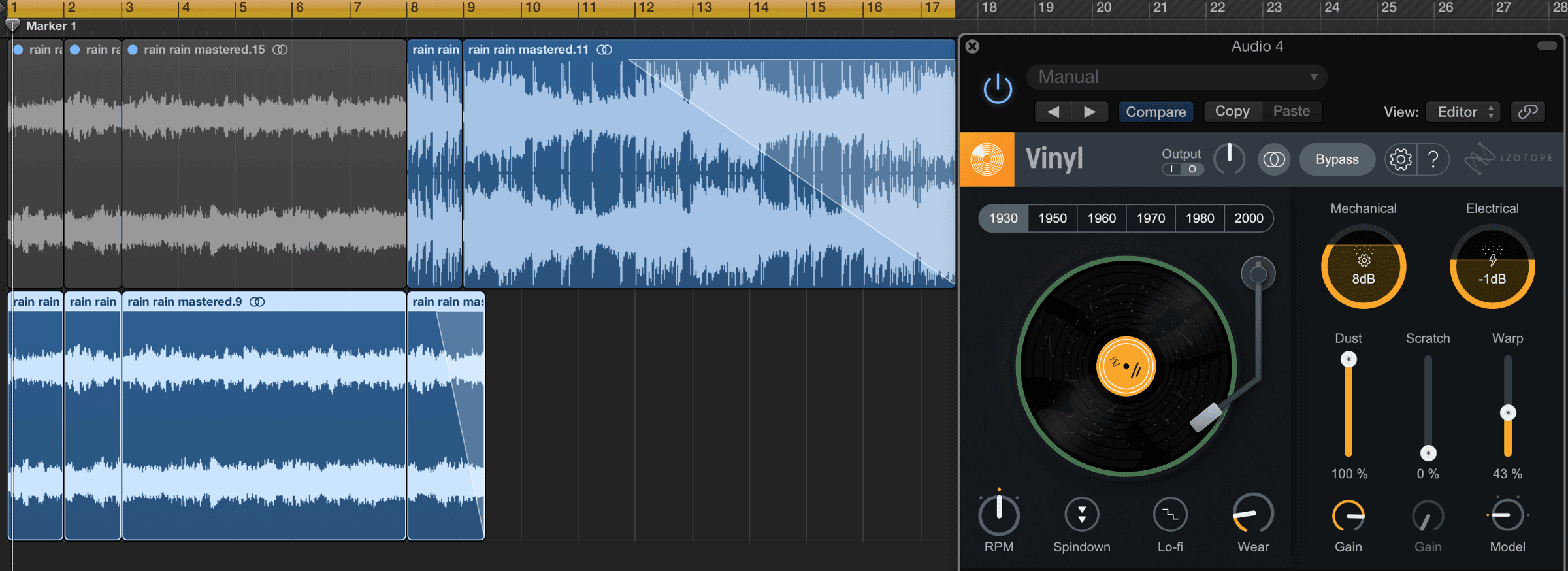 Vinyl in a Logic Pro X session