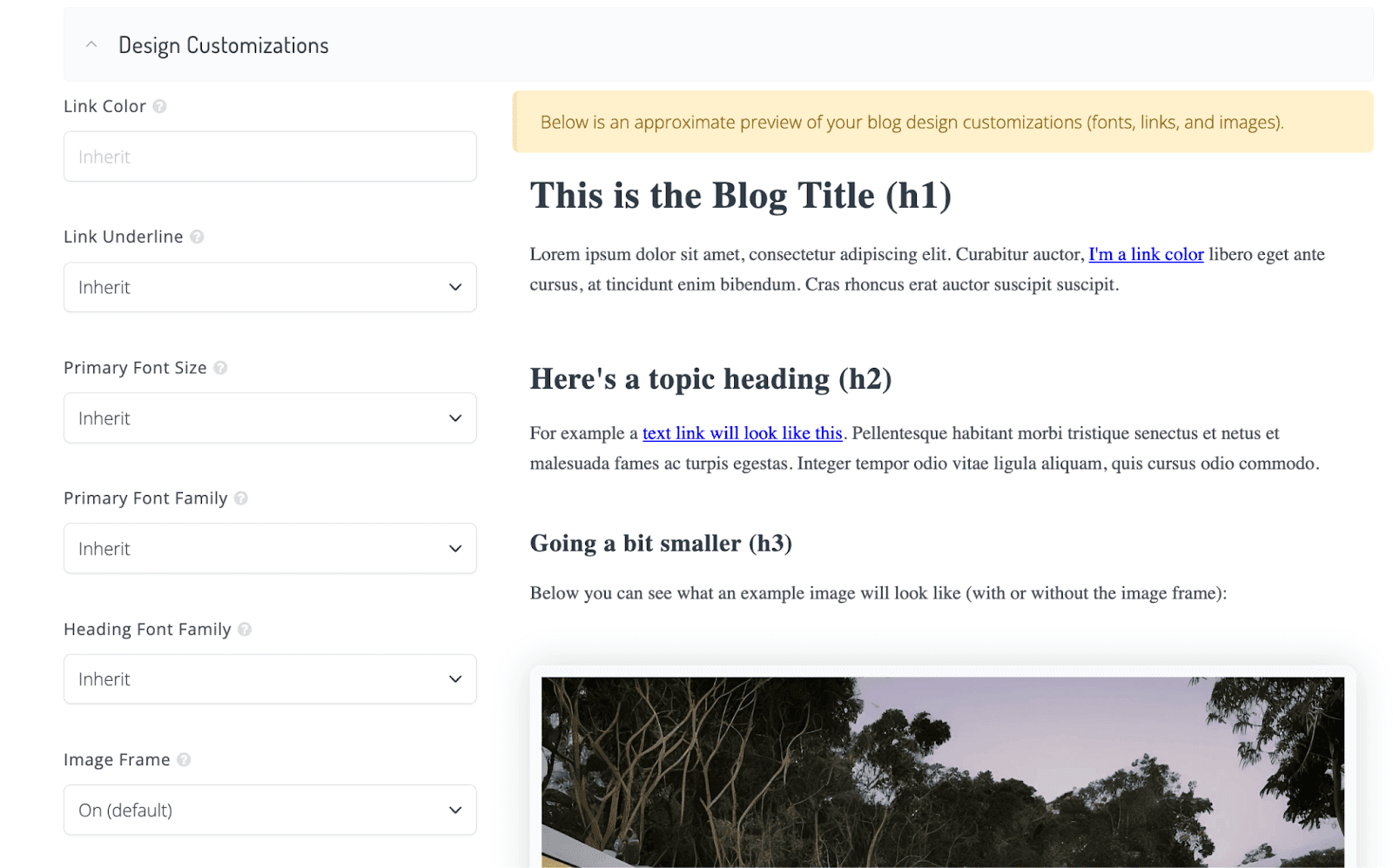 Design Customizations in DropInBlog