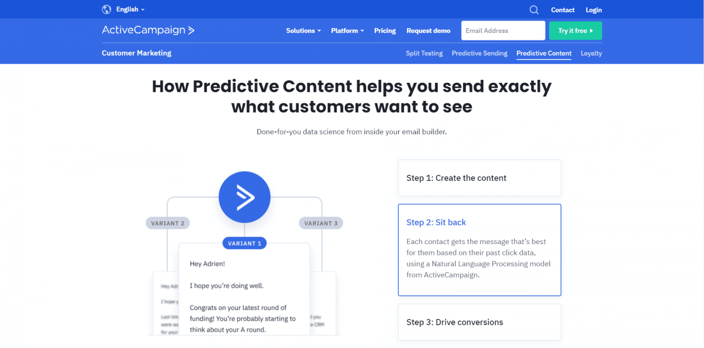 ActiveCampaign predictive content