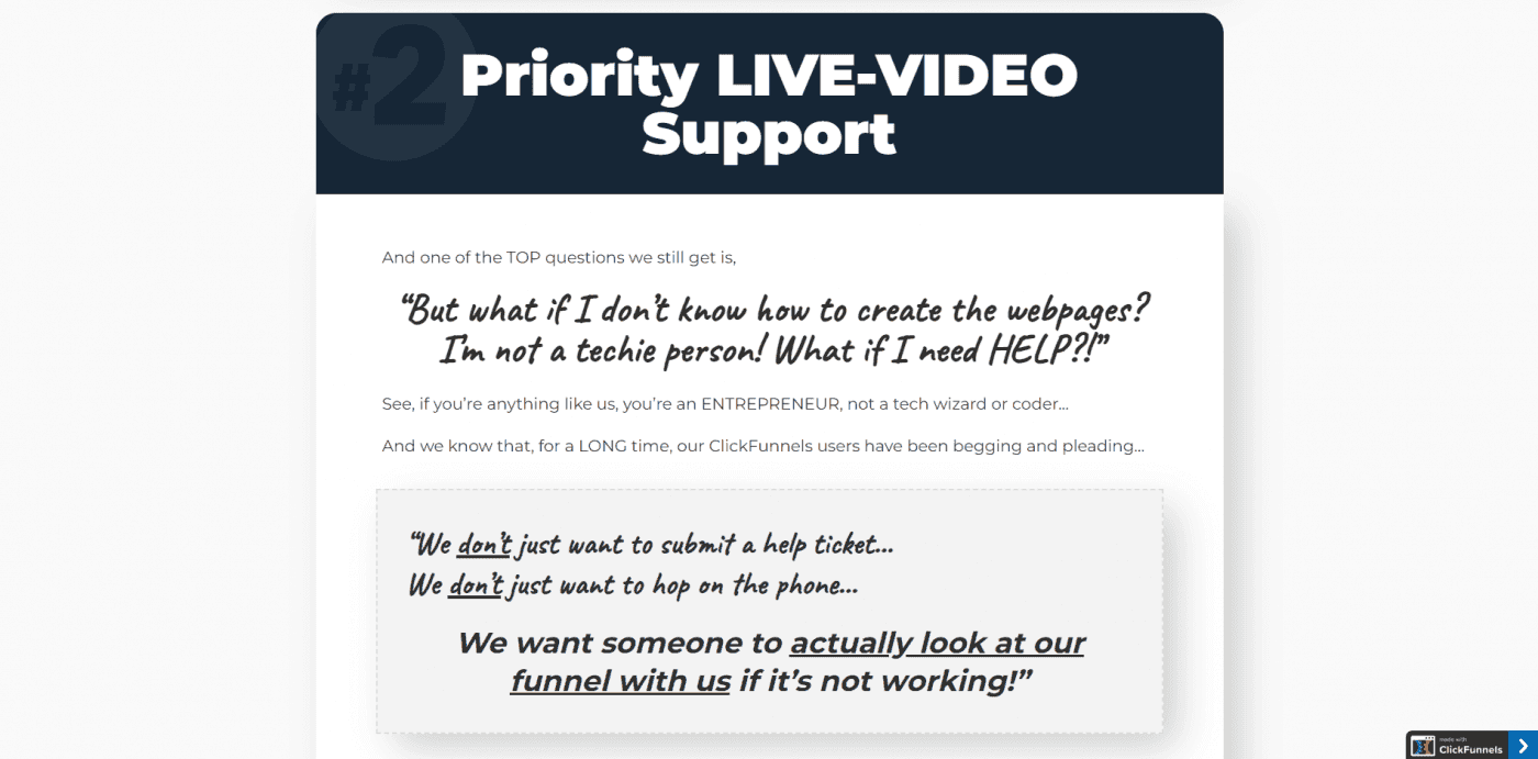 ClickFunnels priority video support