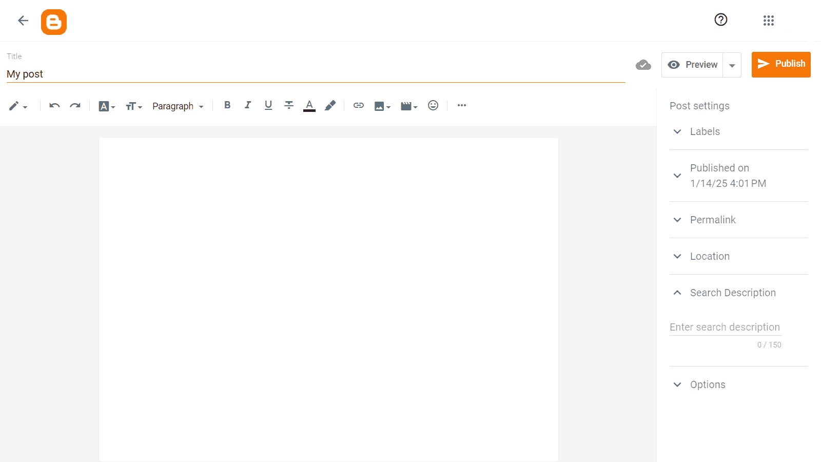 Blogger's post editor