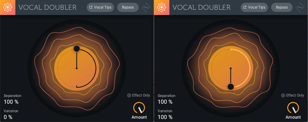 Vocal Doublers in series: first with Separation of 100, then with Variation set to 100 as well (Example 6)