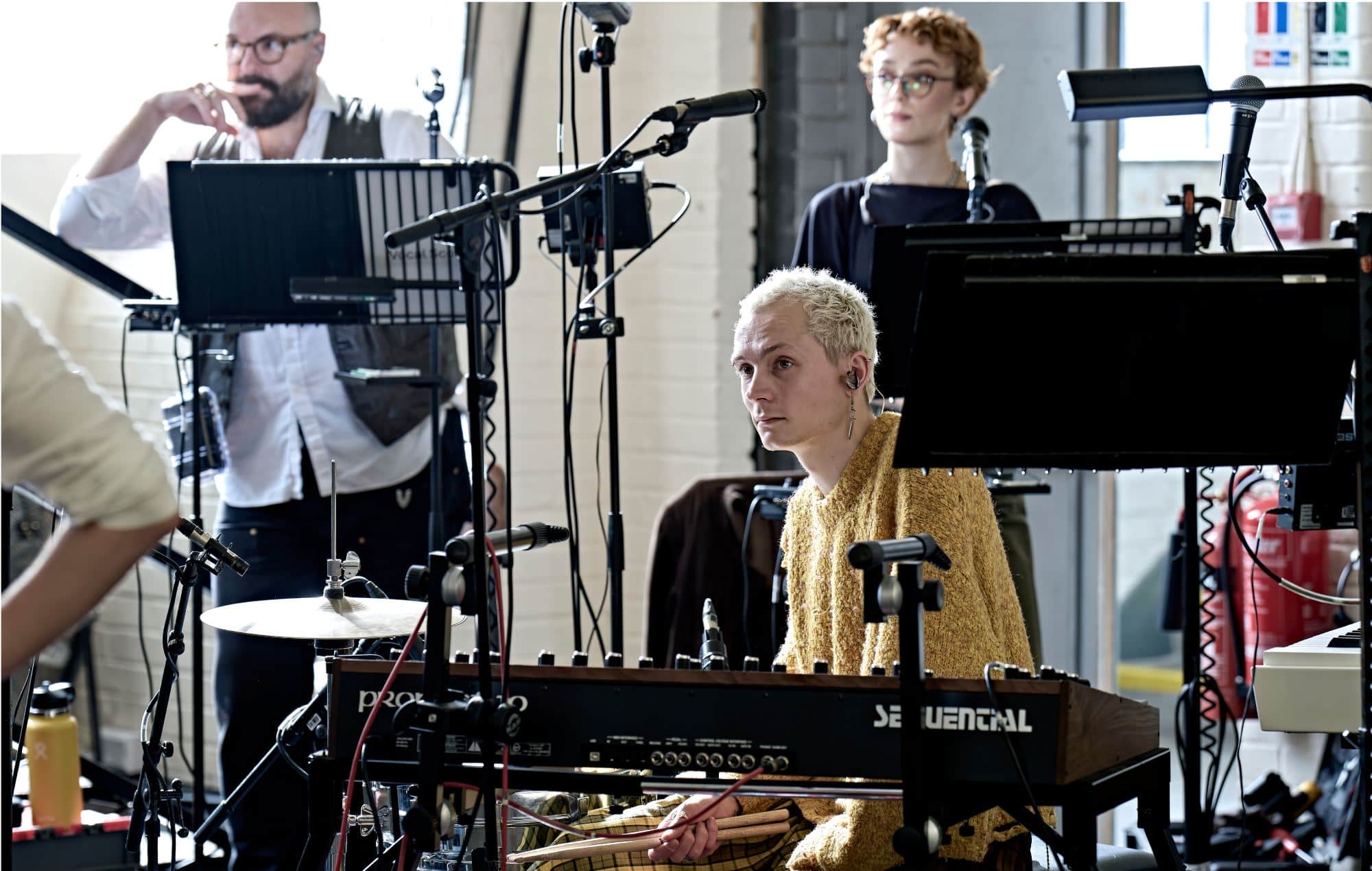 Musicians and performers working through the production’s live arrangements