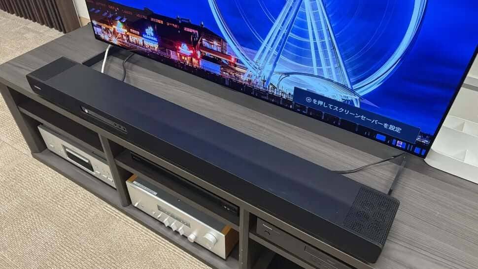 Yamaha True X Surround 90A metal-clad soundbar with a sleek, durable design