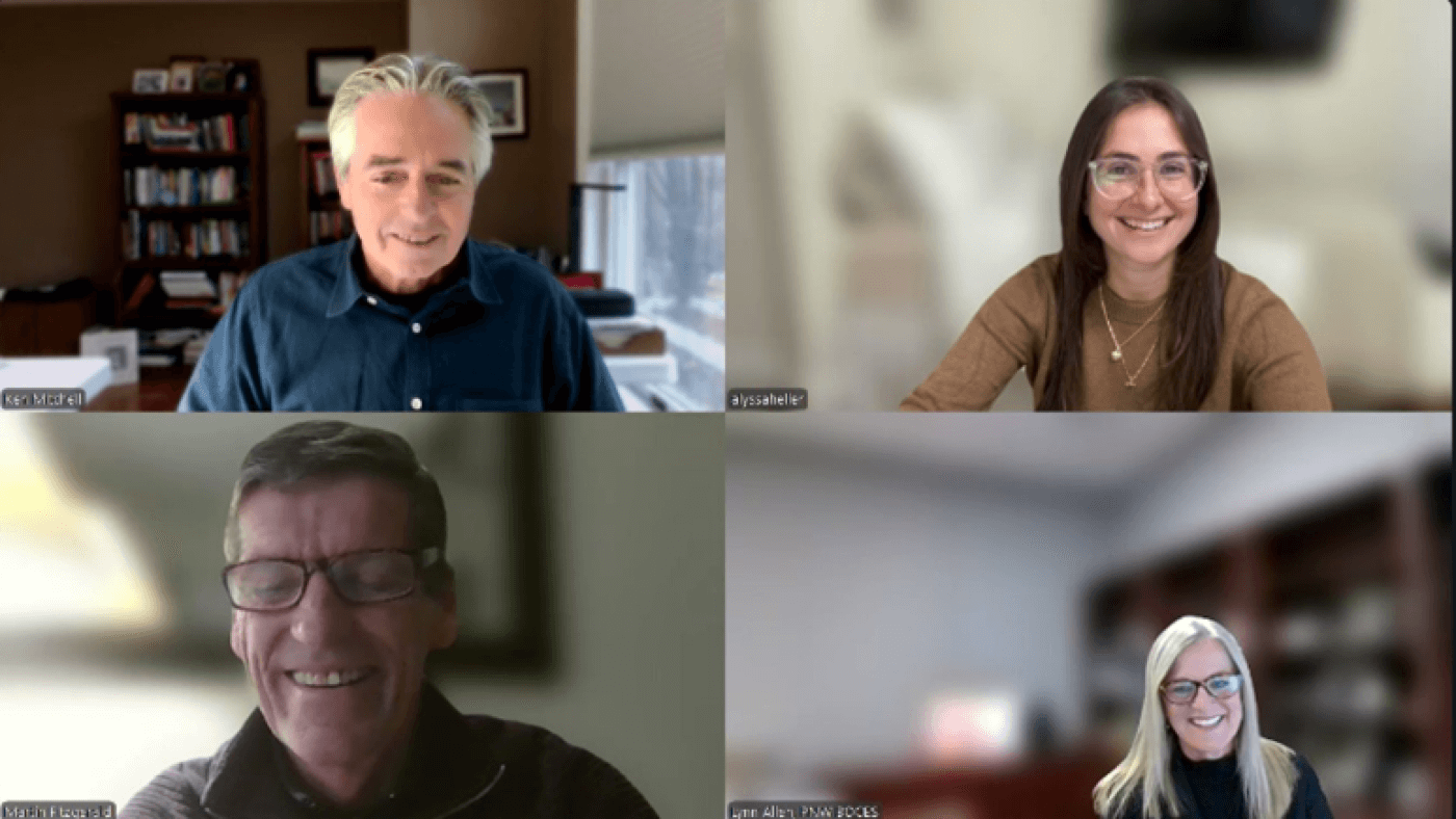 screenshot of four people in dissertation zoom meeting