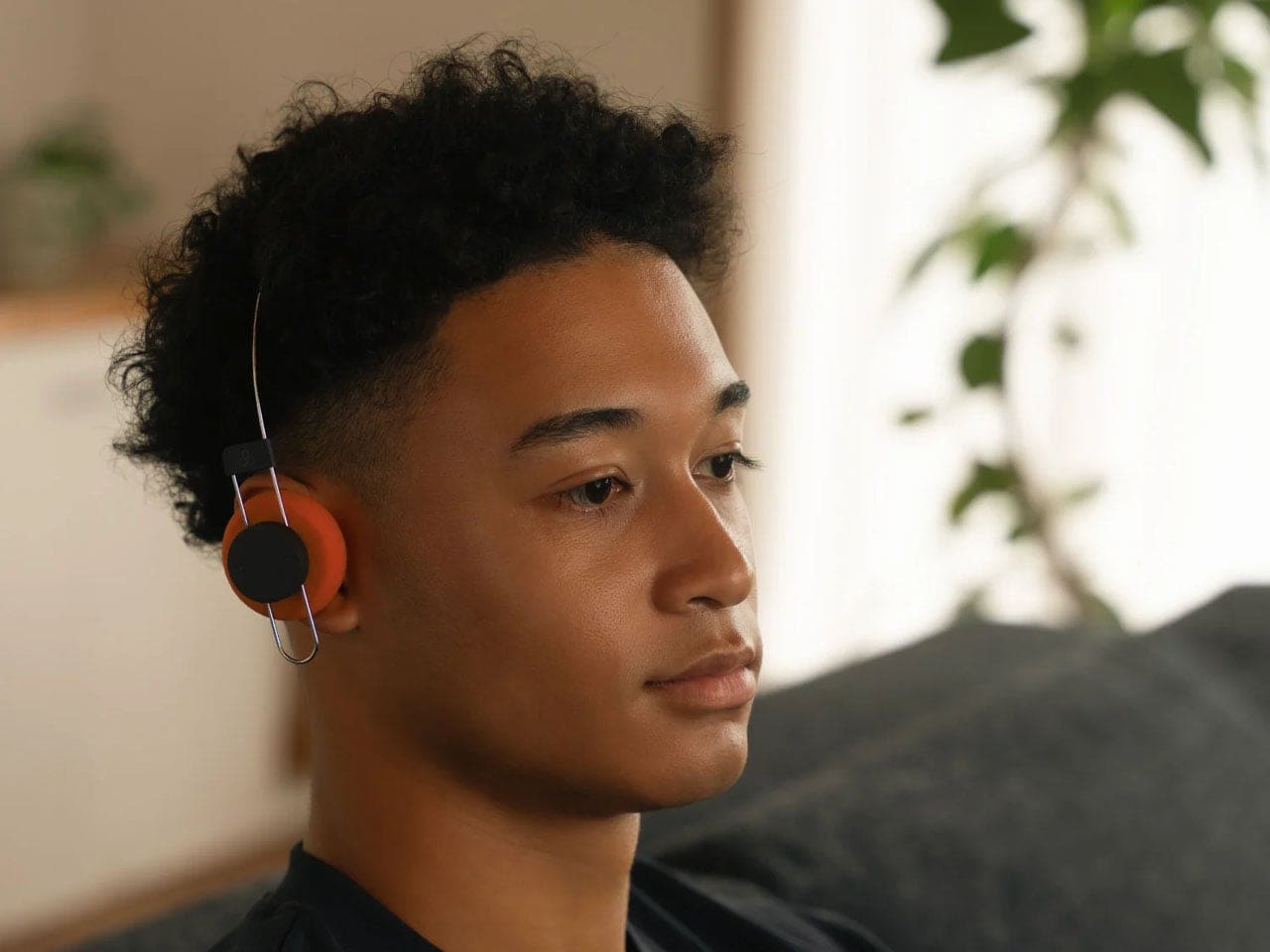 Final Porta headphones with orange accent ear pads