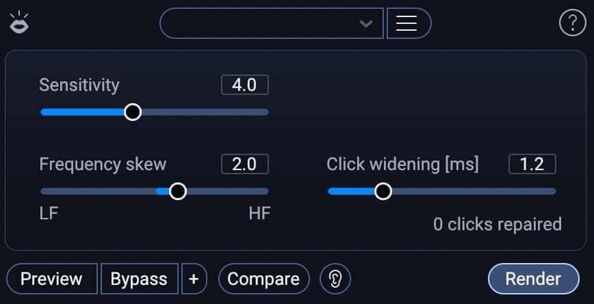 iZotope RX Mouth De-click module