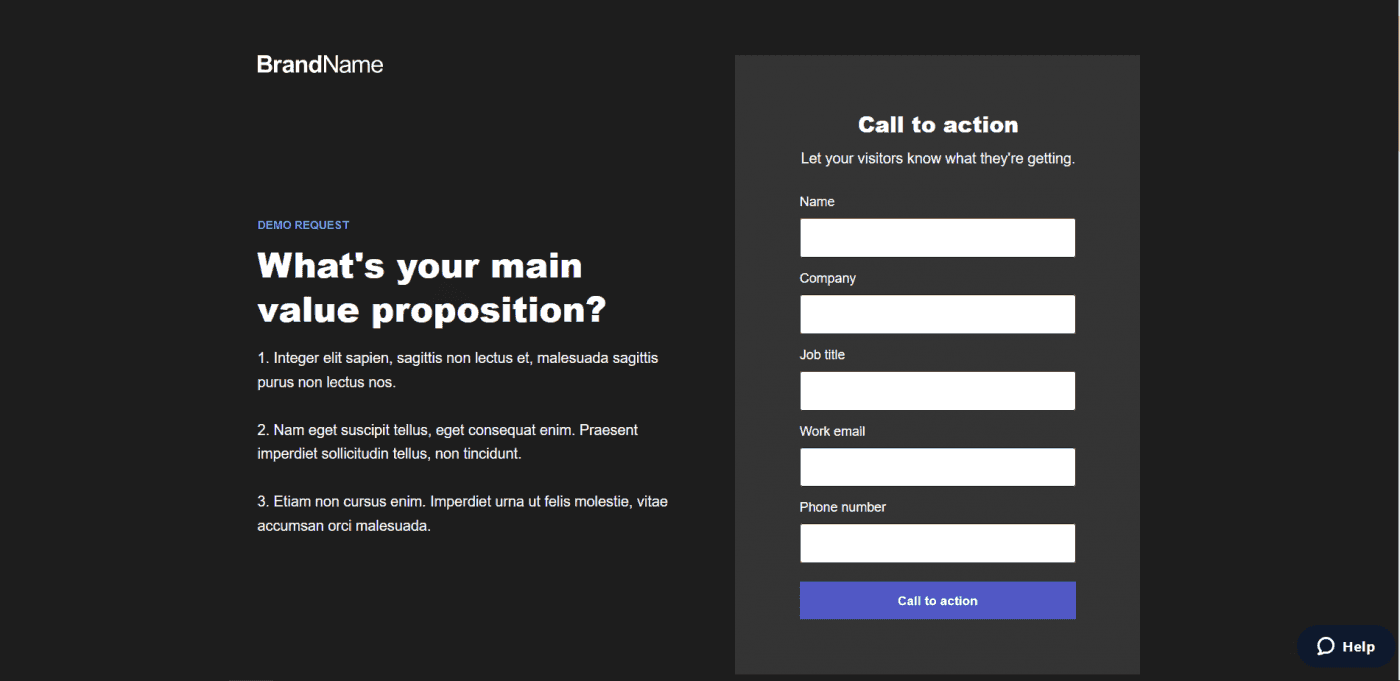 Instapage template demo request 1