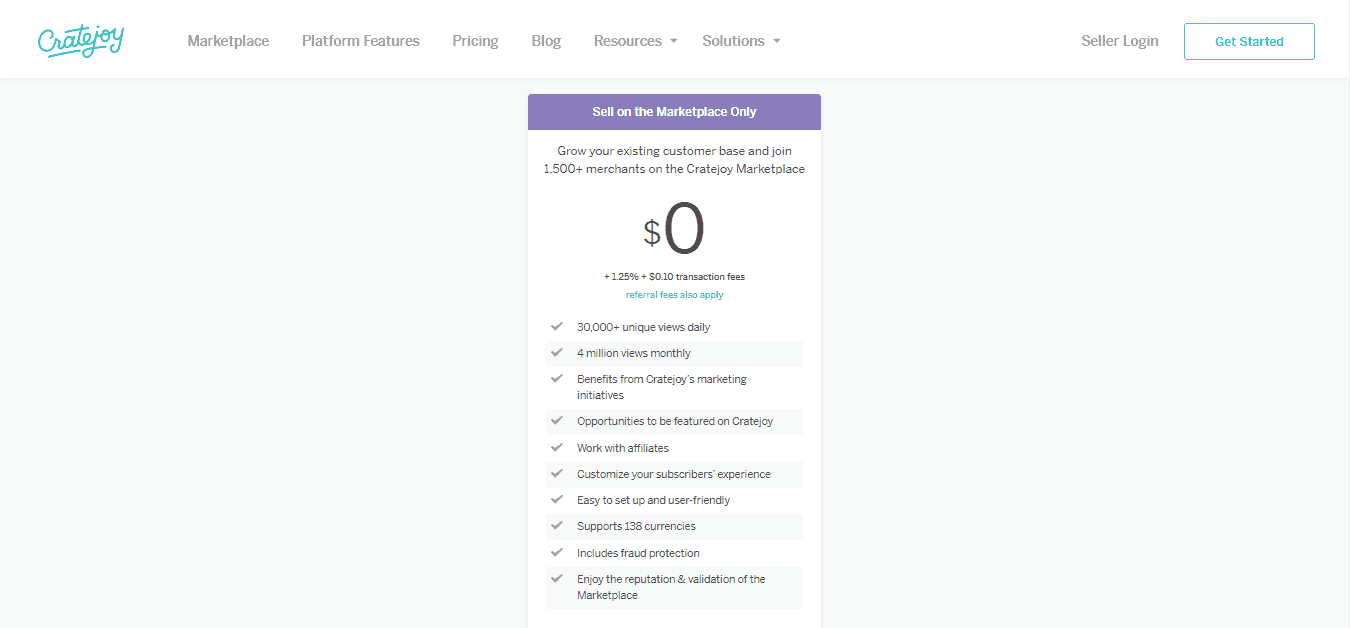 cratejoy pricing free plan
