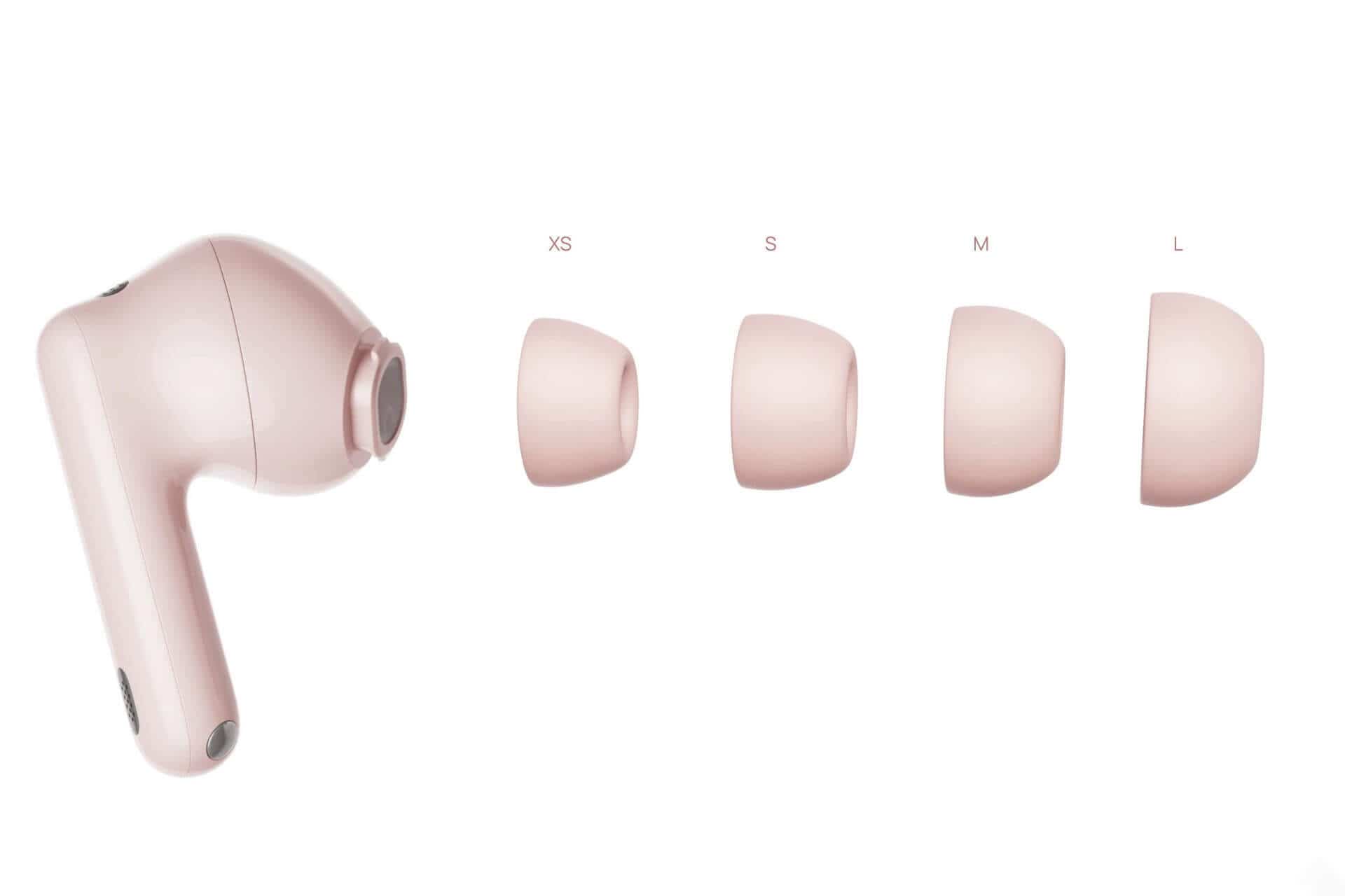 Close-up of the FreeBuds 7i earbuds highlights the ergonomic design and premium build.