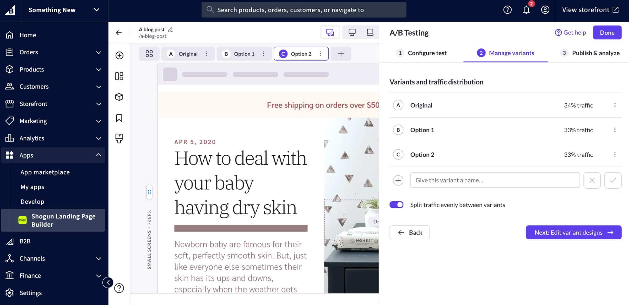 Shogun for BigCommerce: Personalization settings