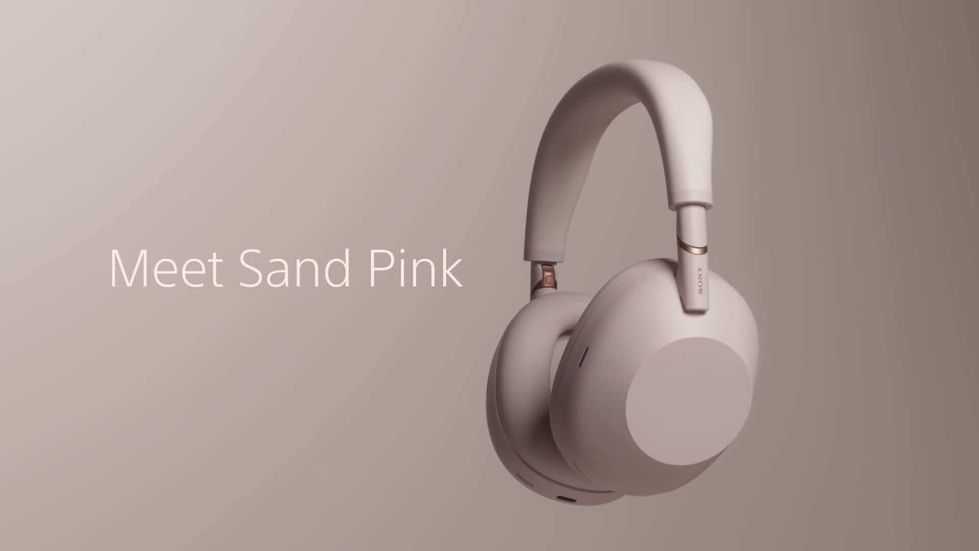 Sony WH-1000XM6 in the pastel Sand Pink shade, boasting a subtle matte texture.