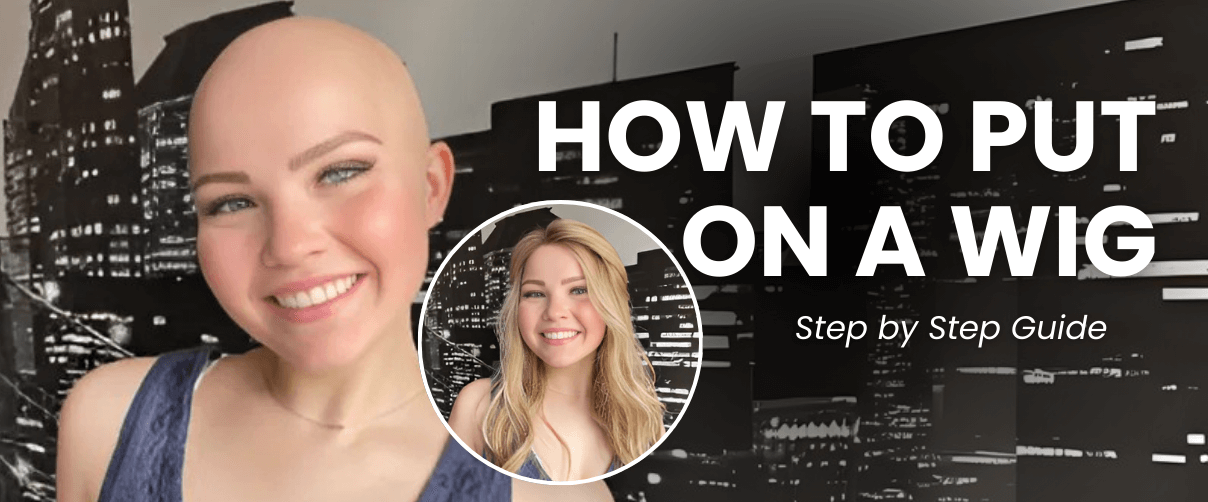 Marcy Gallant /theartofalopecia showing how to put on a wig step-by-step to achieve a natural look.