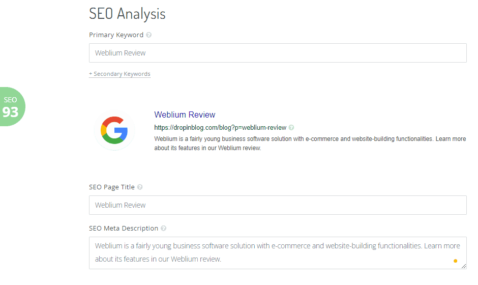 DropInBlog SEO Analyzer