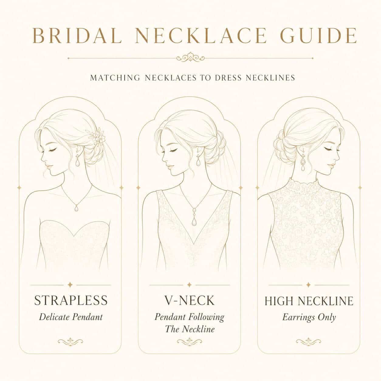 Simple guide to matching bridal necklaces with dress necklines