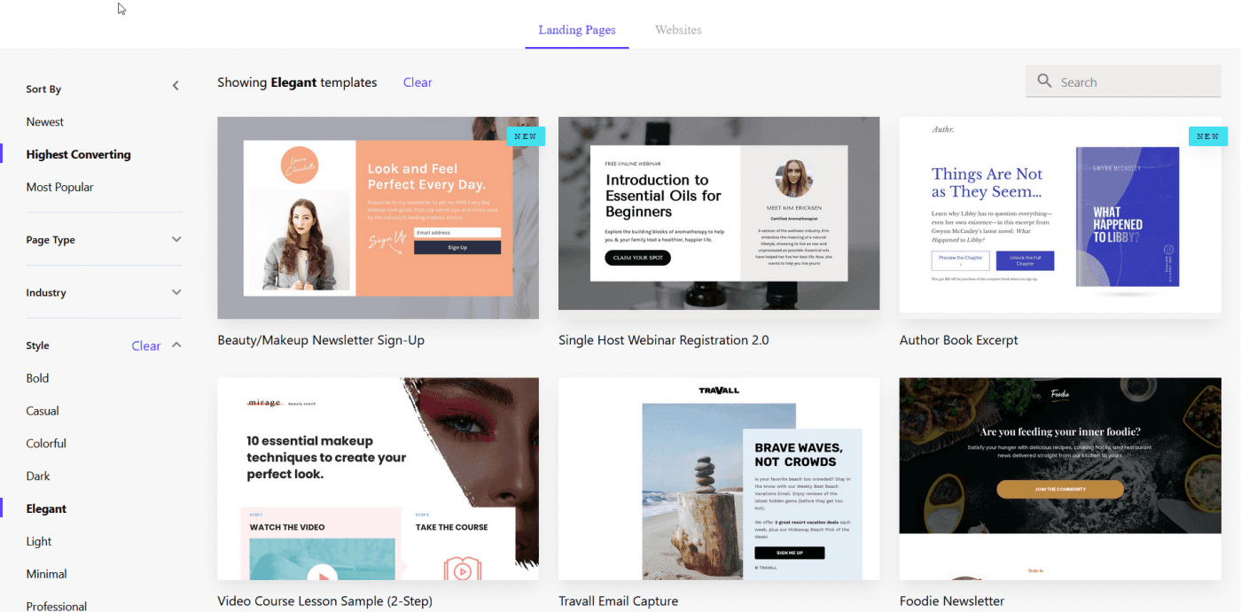 Leadpages vs Unbounce: Leadpages templates
