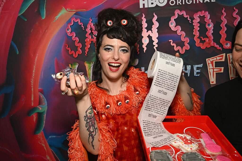 Sarah Sherman with a grotesque makeup effect