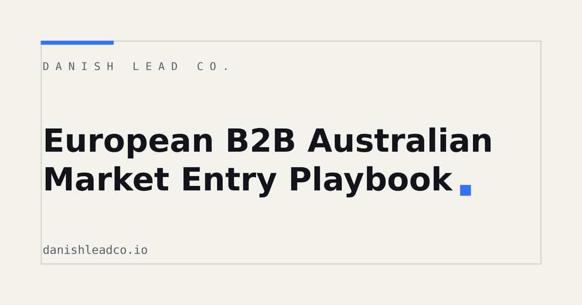 European B2B Australian Market Entry Playbook