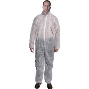 Disposable chemical-resistant coveralls with elastic cuffs