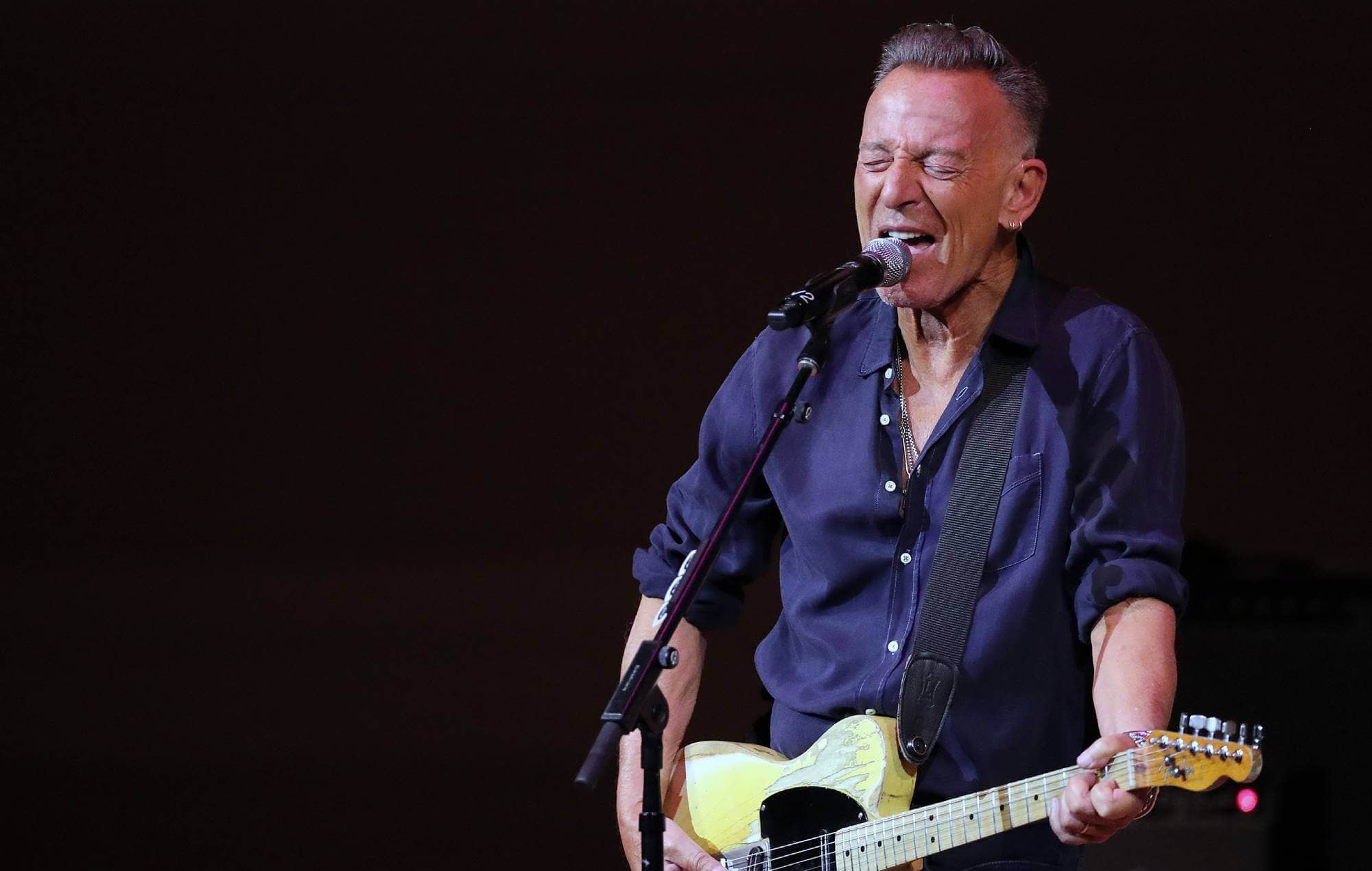 Bruce Springsteen on stage during his Manchester show