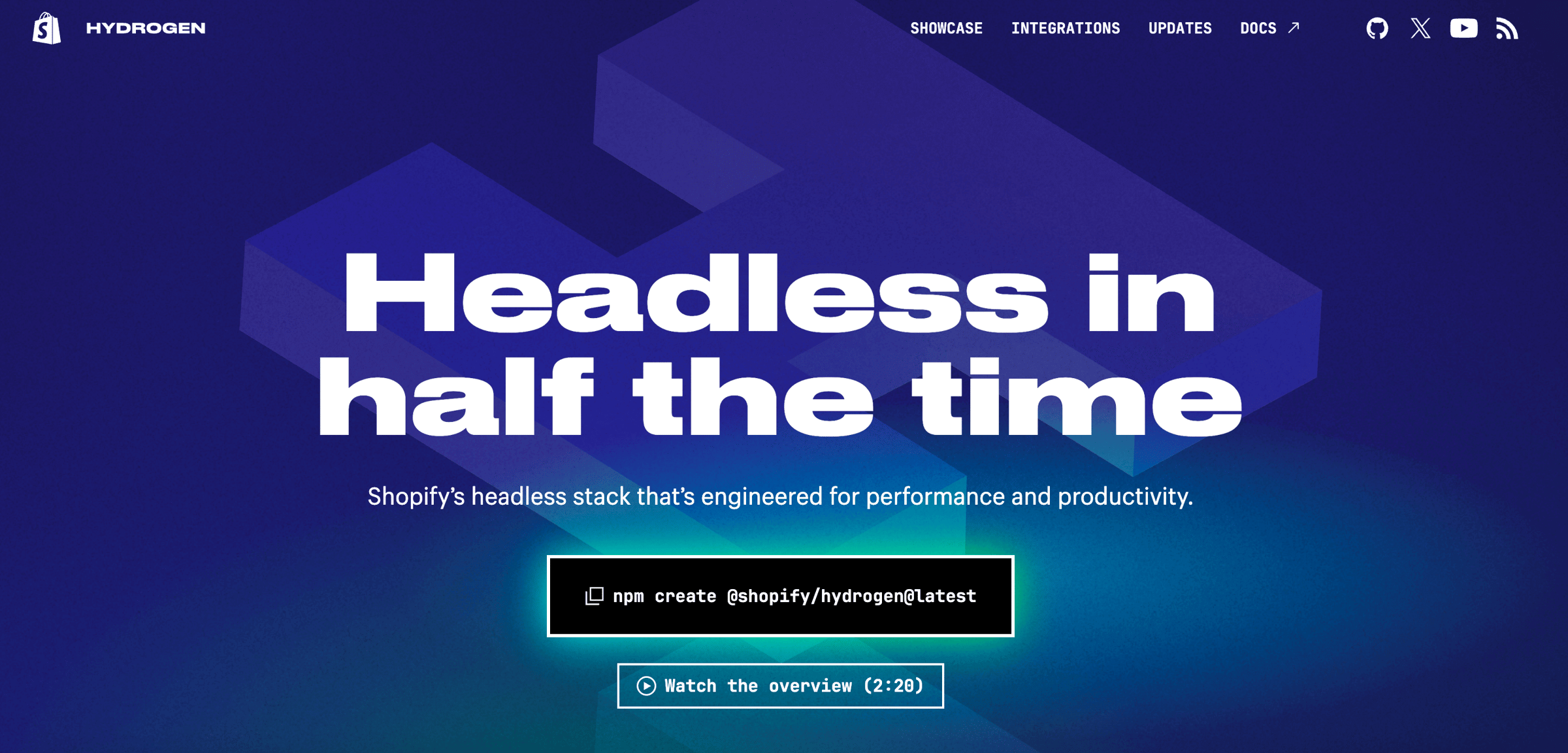 Shopify Hydrogen homepage