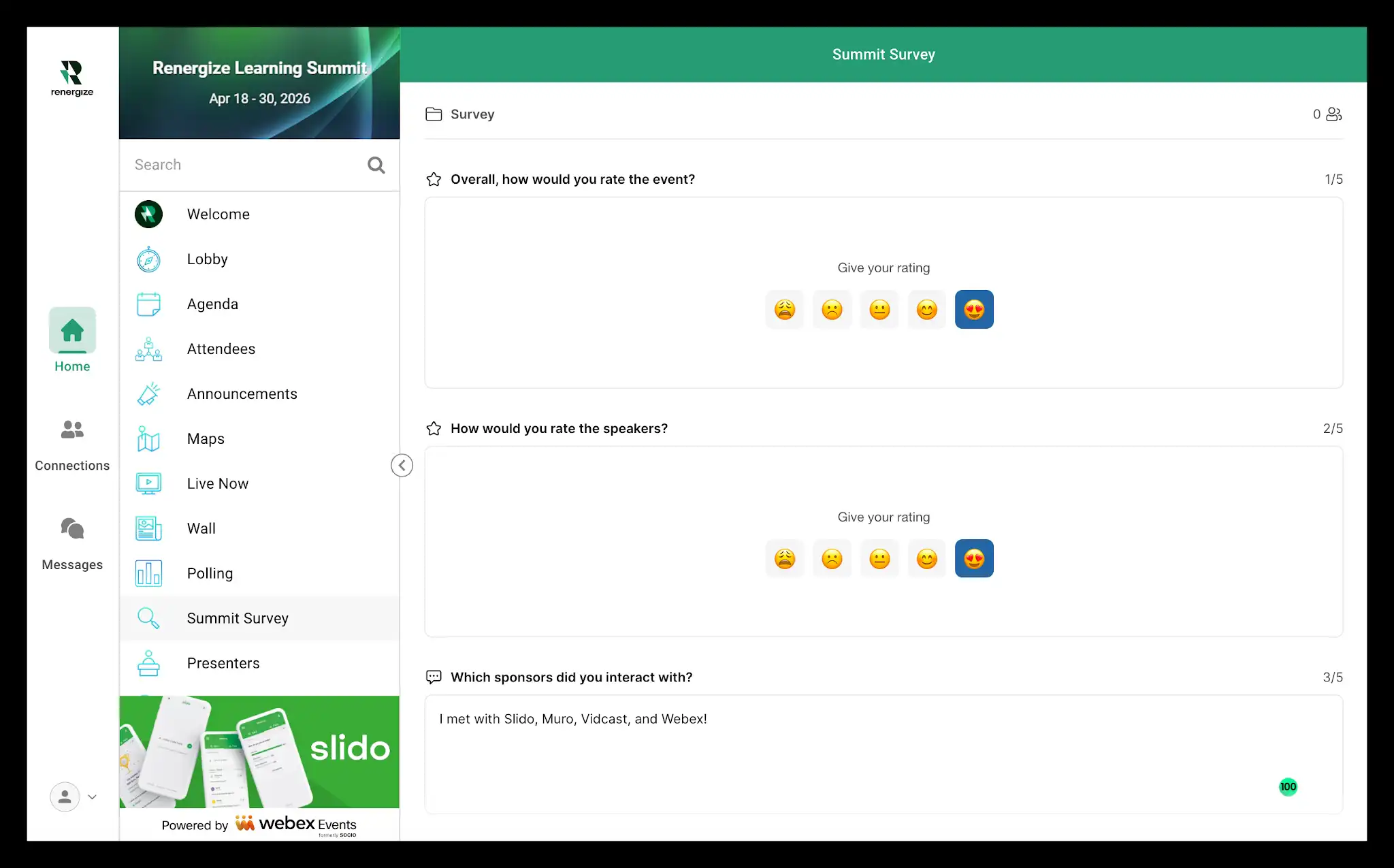 Webex Events gives you two ways to collect feedback