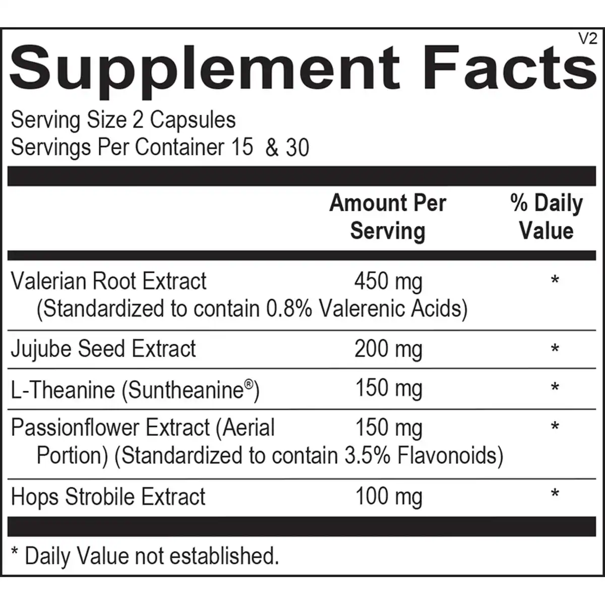 Botanicalm PM Ortho Molecular supplement facts label
