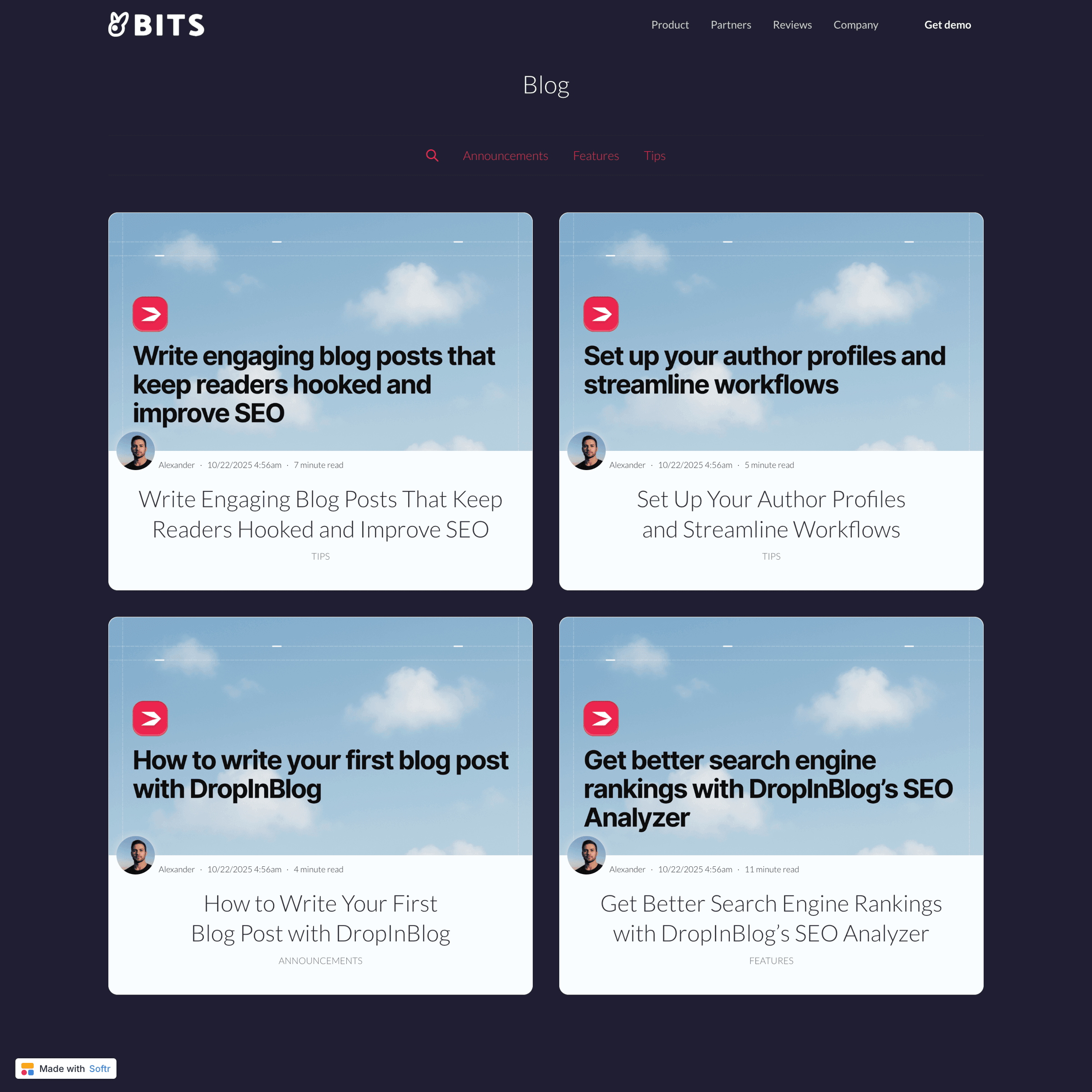 Softr blog install step