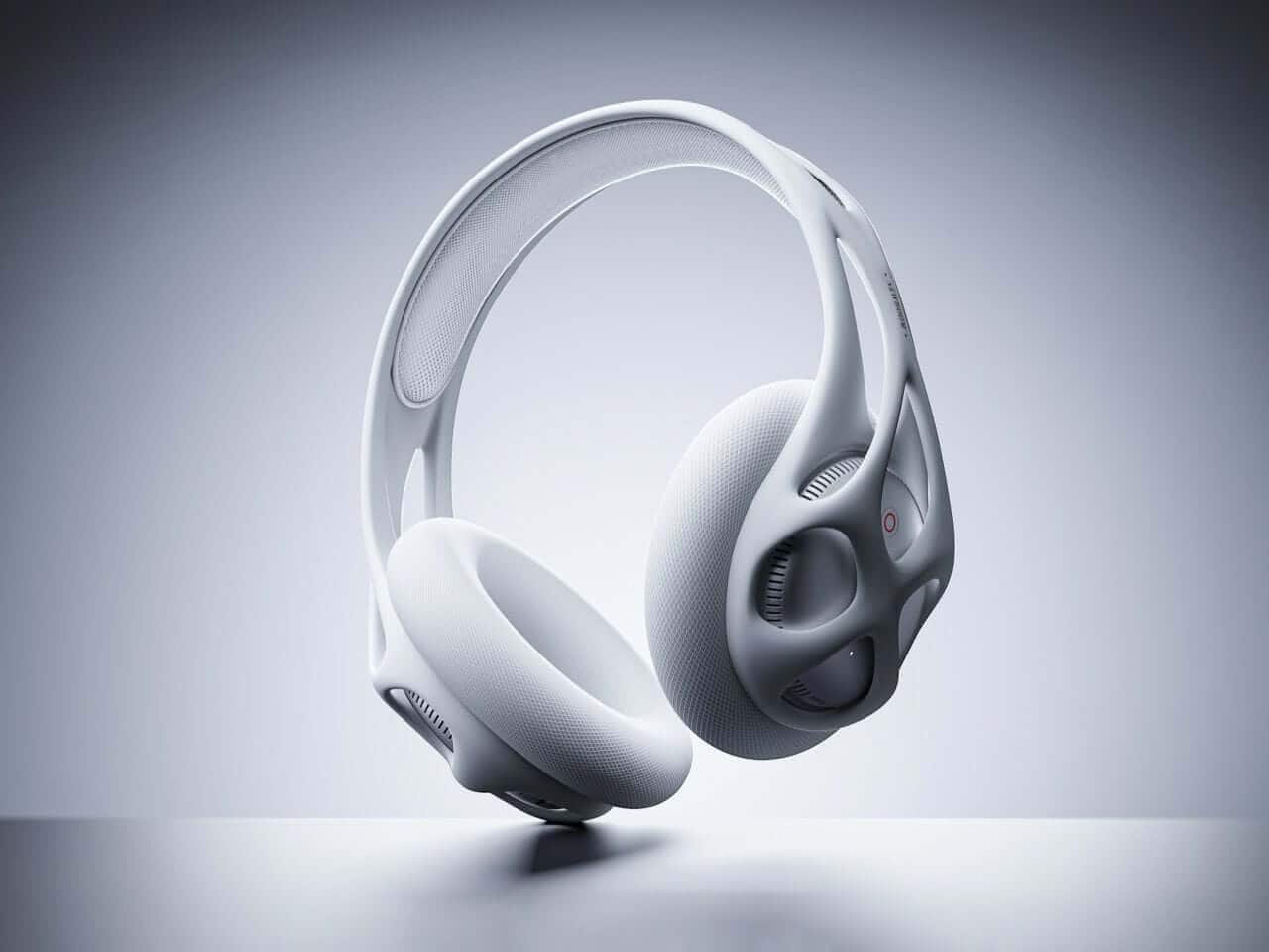 Close-up of the coral-like exoskeleton design of the Grow headset