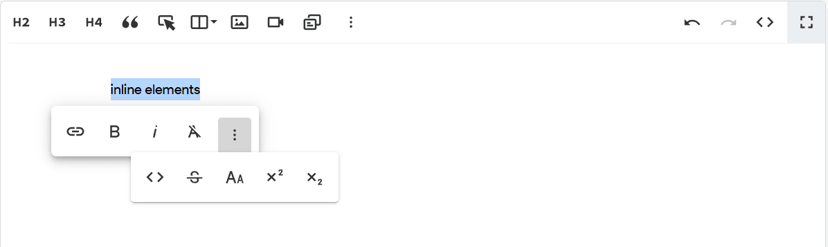 Inline elements DropInBlog supports