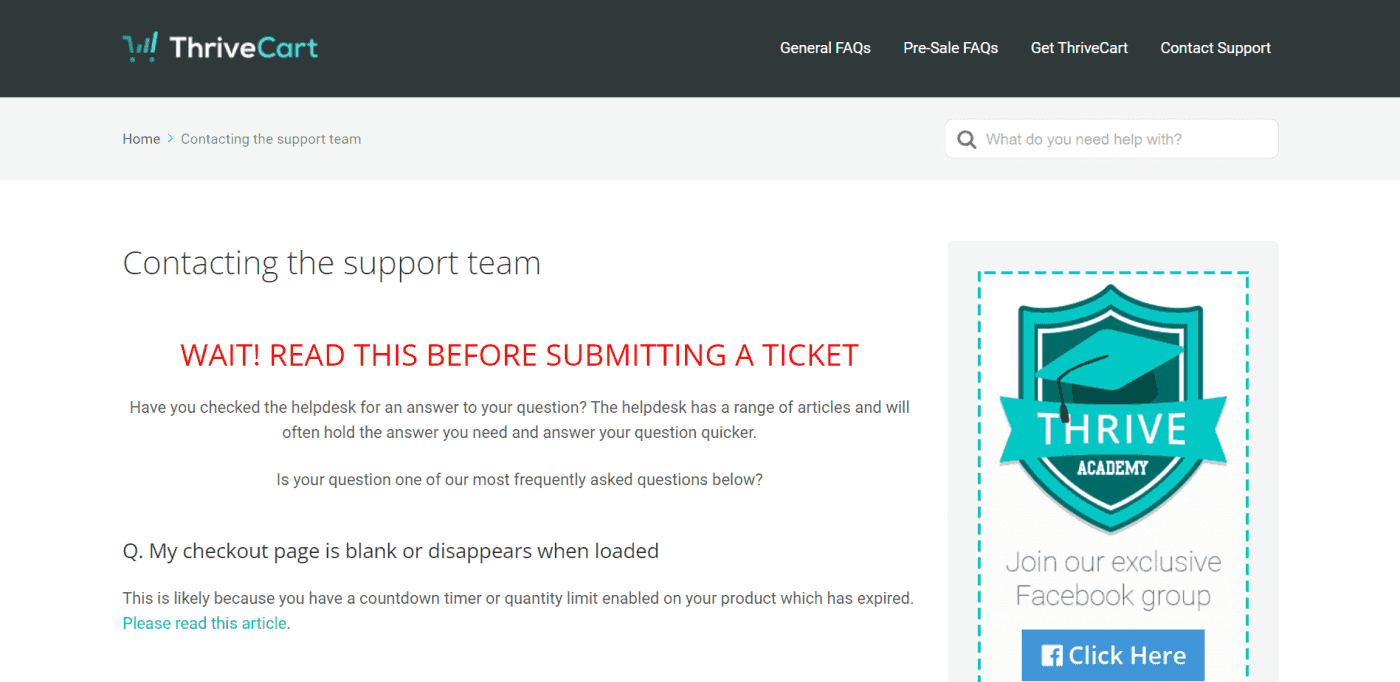 ThriveCart helpdesk customer support