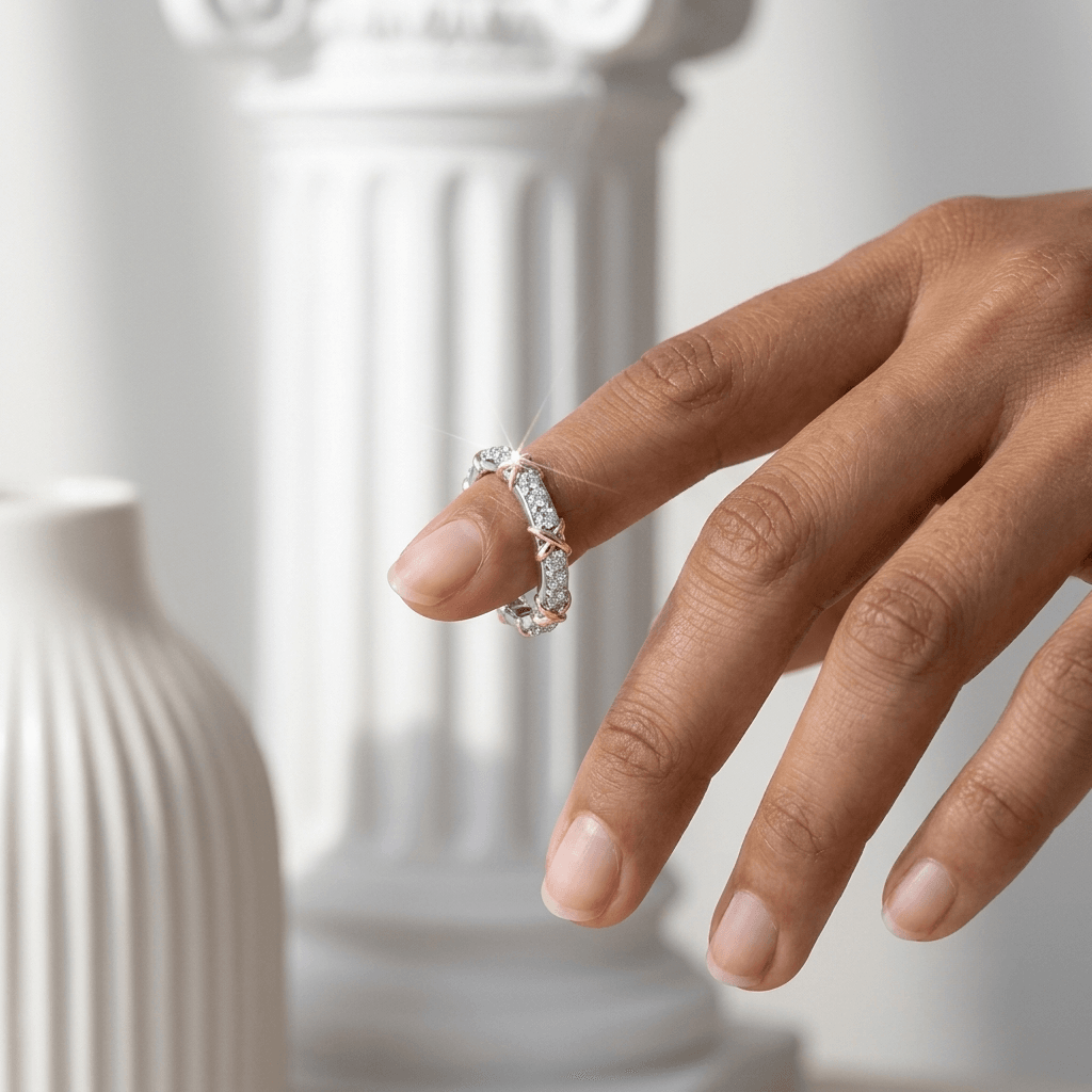 CZ Two-Tone X Eternity Band