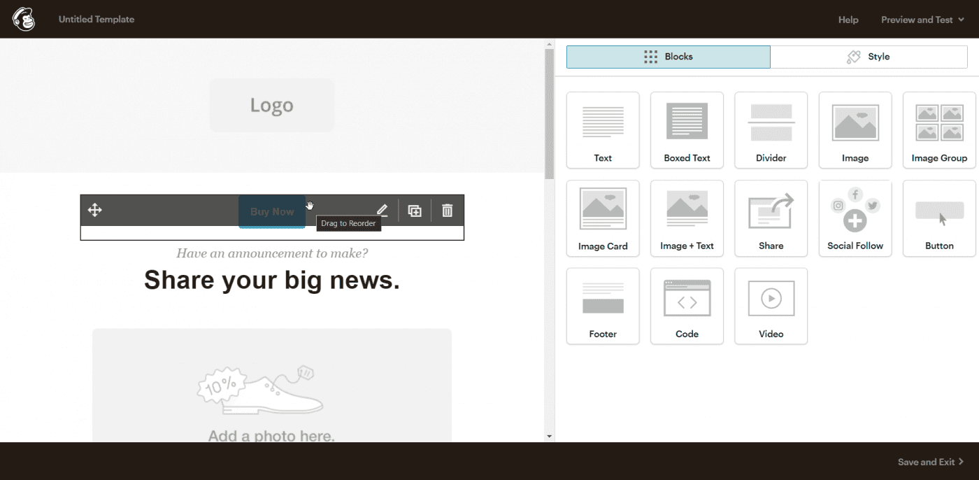 Mailchimp email designer