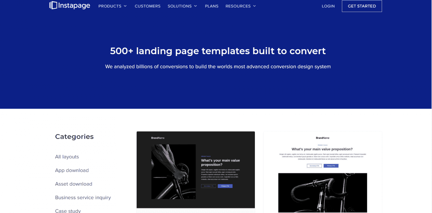 Instapage templates