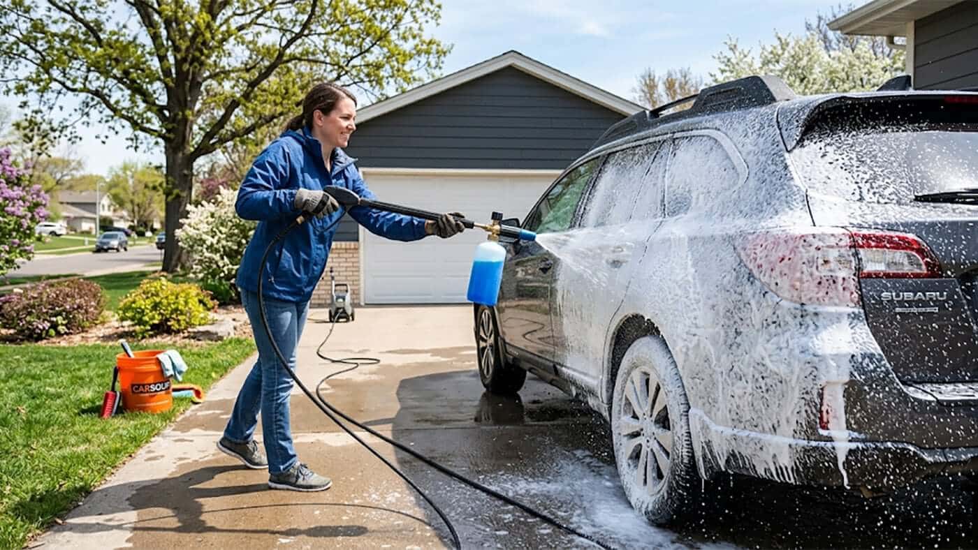 How to wash your car at home using DIY tools like a foam cannon