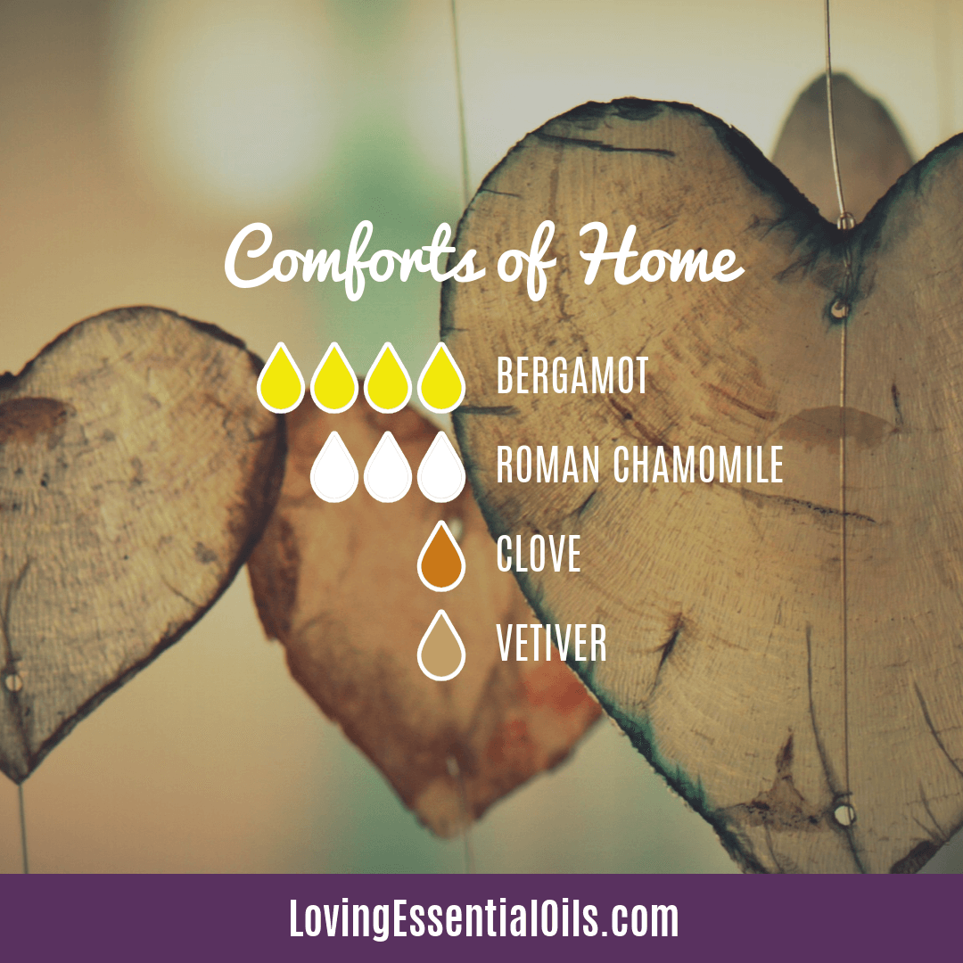 Roman chamomile oil blends by Loving Essential Oils | Comforts of Home with bergamot, clove and vetiver