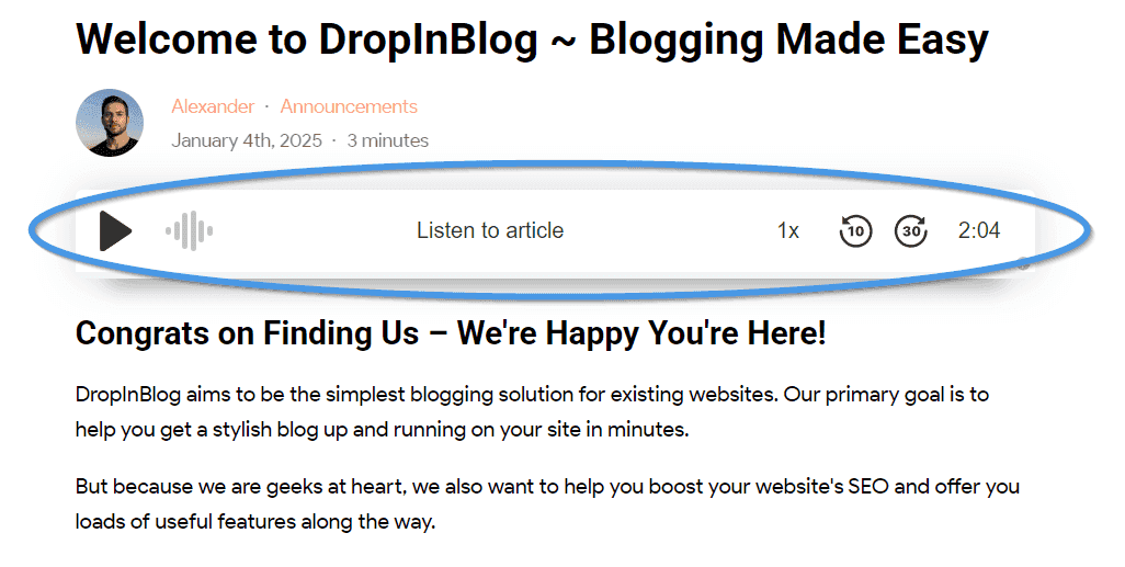 Blog Voice AI player