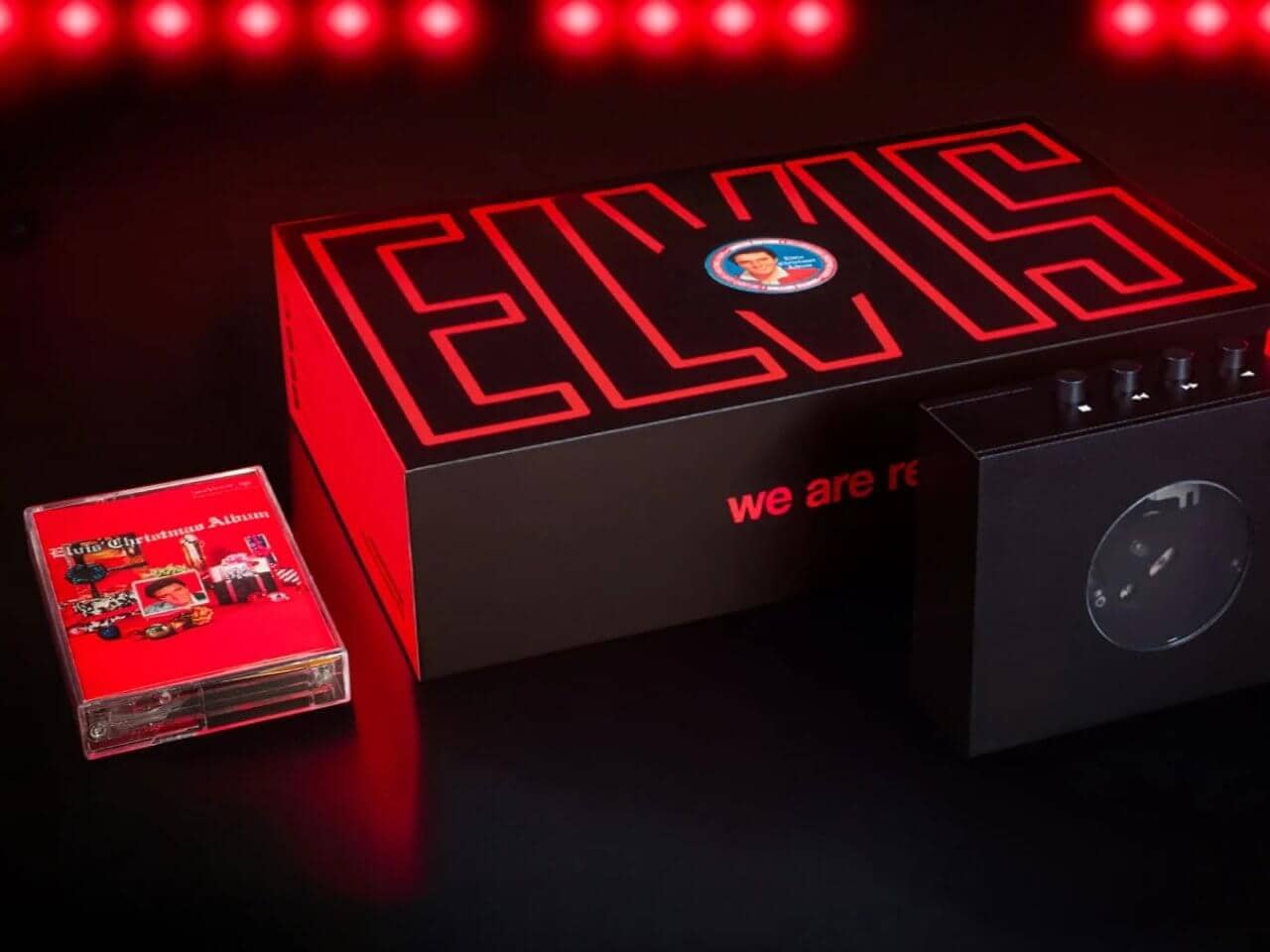 Close-up of the Elvis cassette player’s detailed design