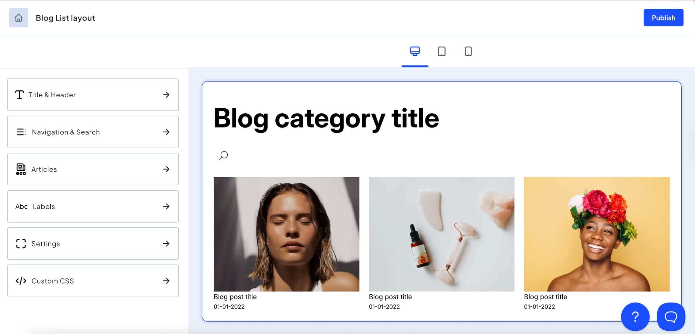Bloggle review: Blog list layout editor