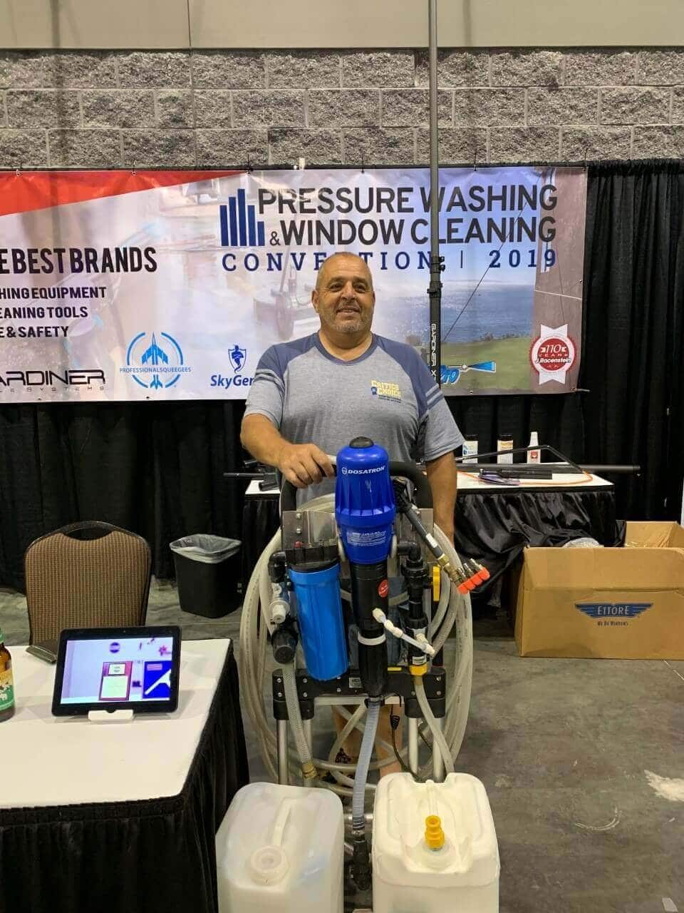 Ricky Coschigano of Critic's Choice Window Cleaning with his ProTool Clever Softwash Sprayer at the Huge Convention in Branson, Missouri