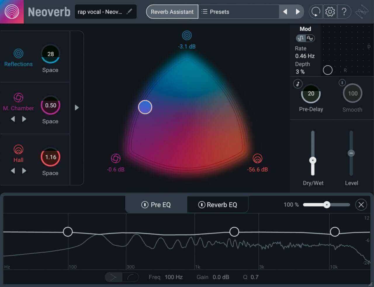 Use Neoverb Pro to add ambience to rap vocals