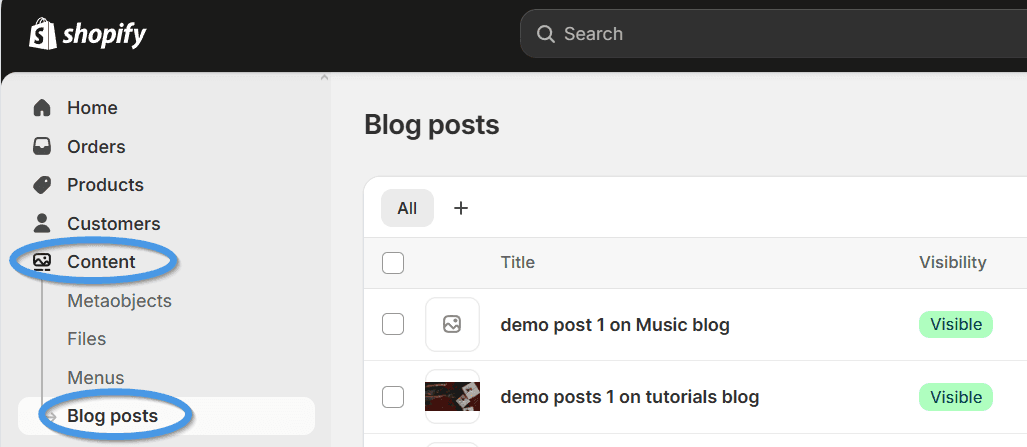 Accessing blog posts in Shopify