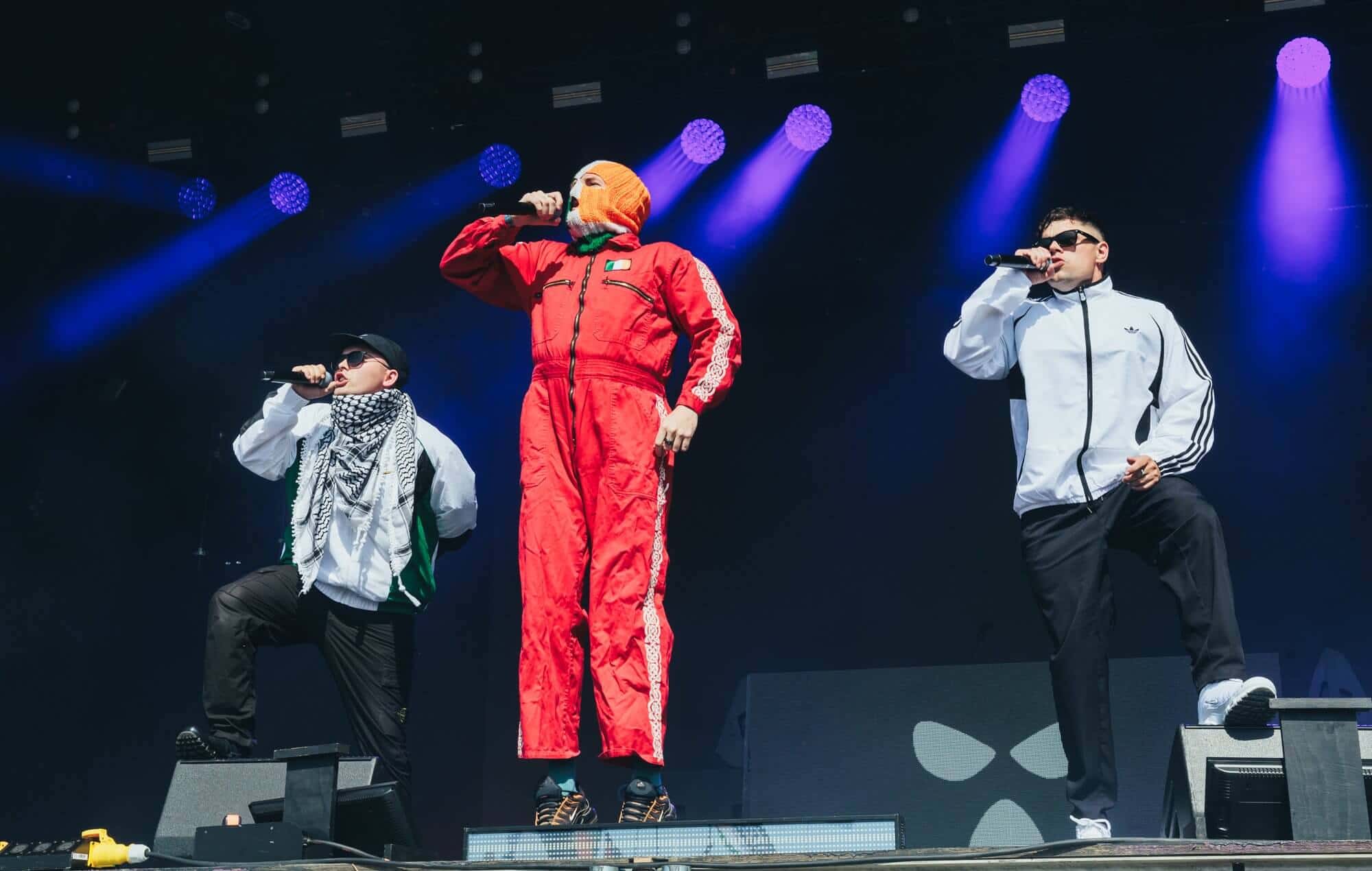 Kneecap performing at Glastonbury 2025, photo by Andy Ford