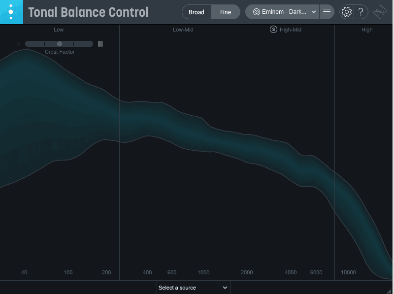 Tonal Balance Control curve for “Darkness”